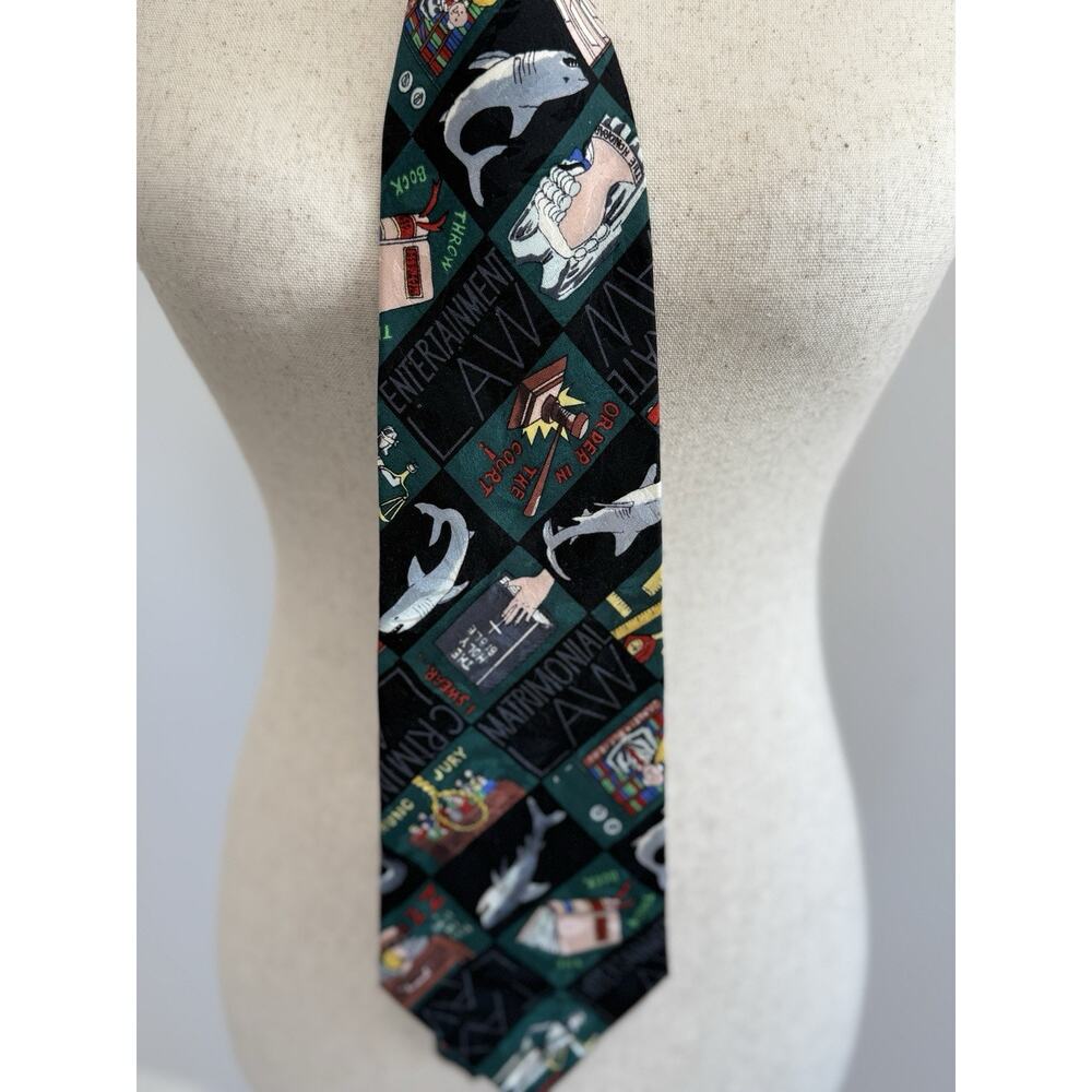 VTG‎ 1993 Silk Novelty Tie - Law Firm - Politics Funny Tie. Nicole Miller
